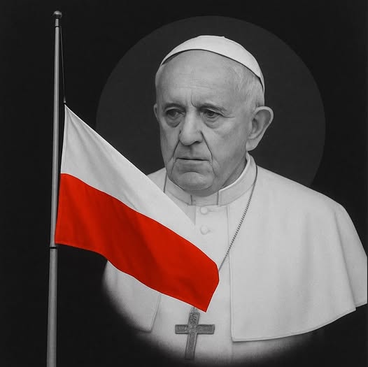 mężczyzna na tle flagi biało czerwonej