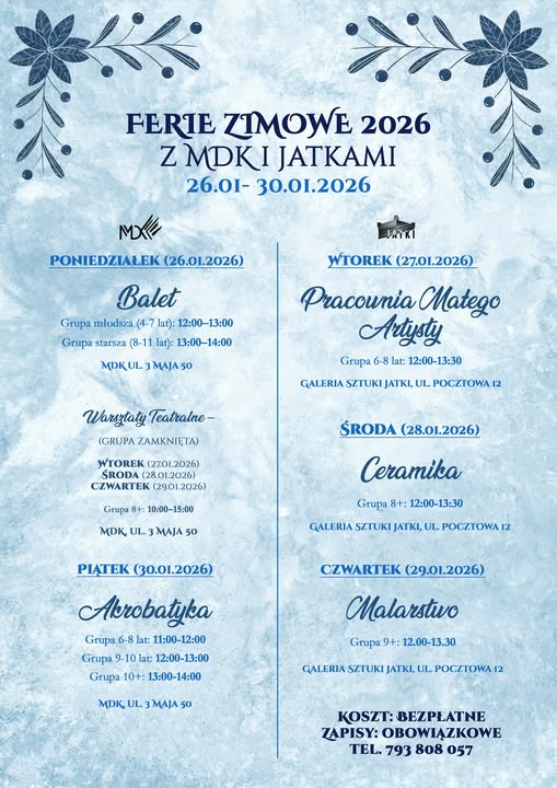 INFORMACJE DOTYCZACE FERI ZIMOWYCH