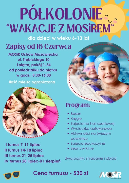 plakat z informacją o półkoloniach