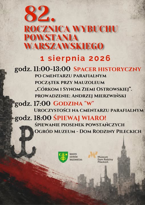 plakat informujący o 82. rocznicy wybuchu Powstania Warszawskiego