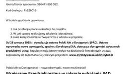 Spotkanie informacyjne dotyczące projektu „Dyrektywa EAA szkolenia i doradztwo dla przedsiębiorstw"